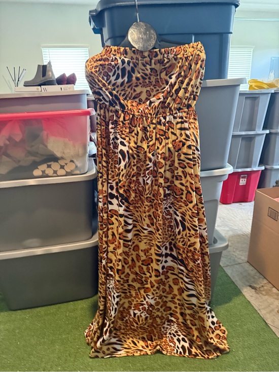 Boohoo Dresses & Skirts - Strapless Leopard Print Maxi Dress - Bold Animal Print p36